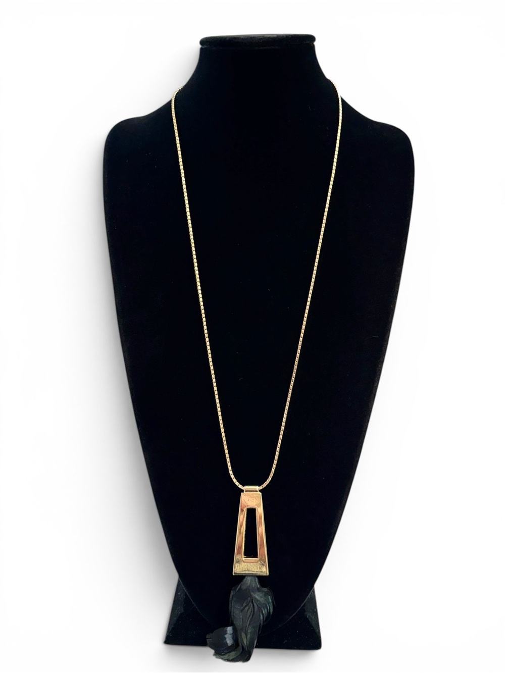 Express Gold Oil Slick Black Feather Pendant Necklace 36” NWT